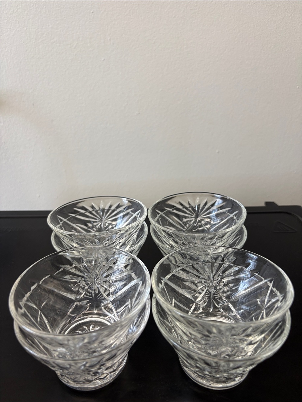 Vintage Anchor Hocking Pre-cut Star of David Dessert Bowls, Set of 8 - Preused